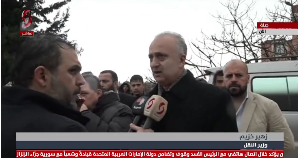 بتكليف من الرئيس الأسد.. الوزير خزيّم في اللاذقية للوقوف بشكل مباشر على عمليات الإغاثة  